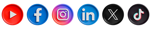 YouTube, Facebook, Instagram, LinkedIn, X, TikTok