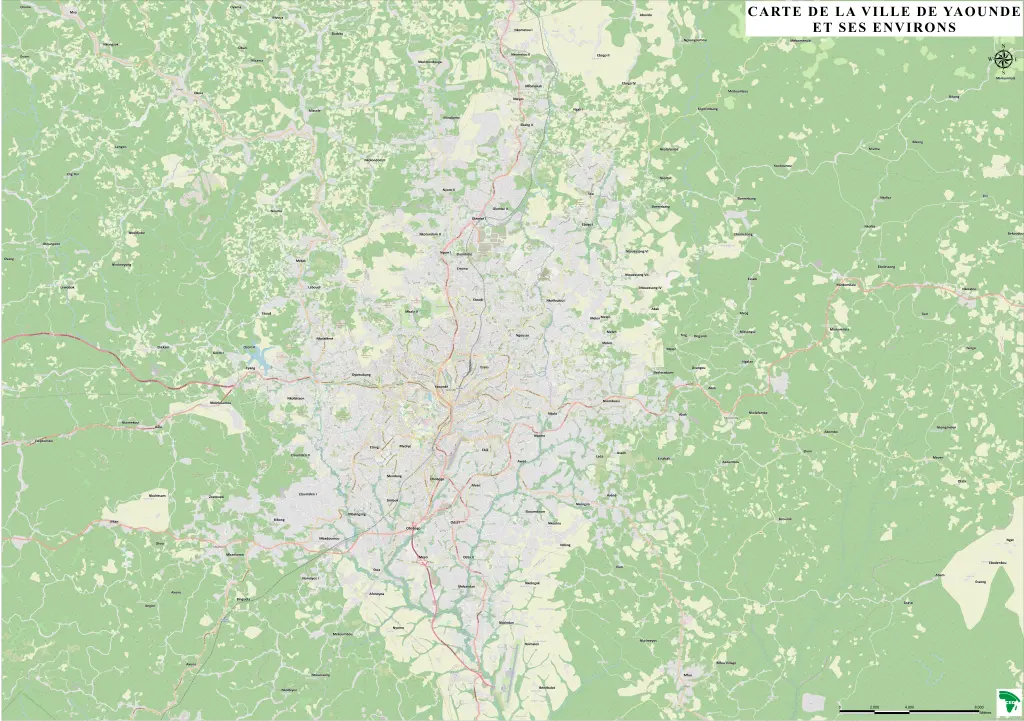 Carte de la ville de Yaoundé et ses environs