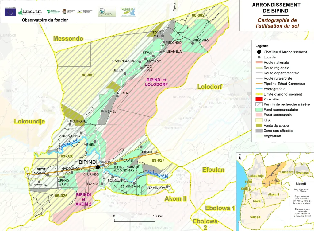 Cartographie de l'utilisation du sol dans l'arrondissement de Bipindi