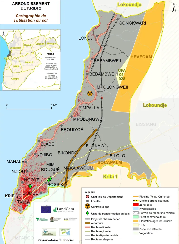Cartographie de l'utilisation du sol dans l'arrondissement de Kribi 2e