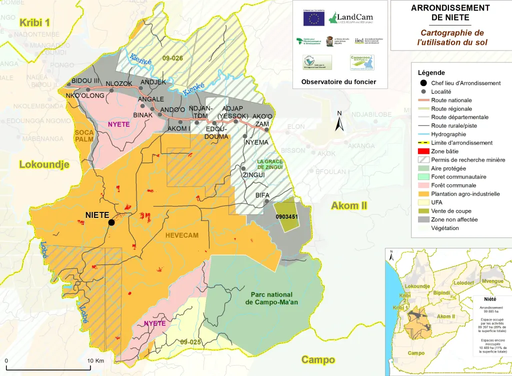 Cartographie de l'utilisation du sol dans l'arrondissement de Niété