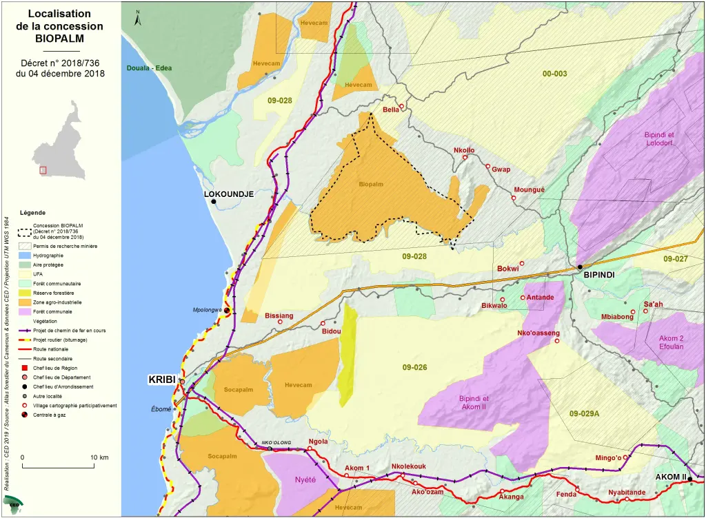 Localisation de la concession Biopalm (décret du 4 décembre 2018)
