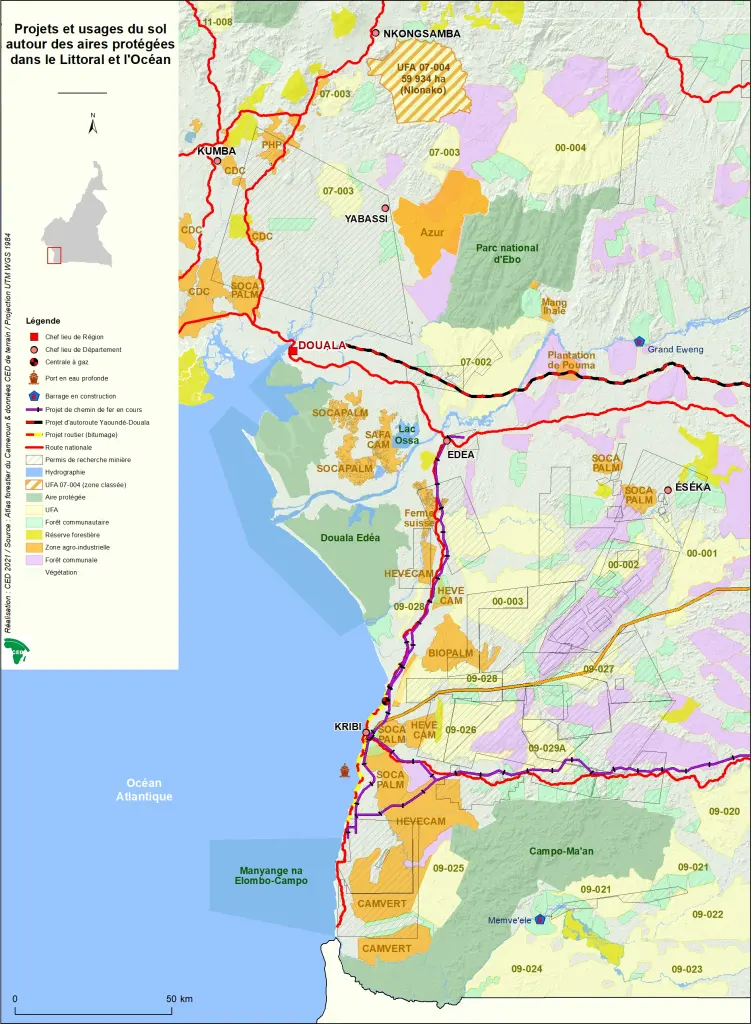 Projets et usages du sol autour des aires protégées dans le Littoral et l'Océan