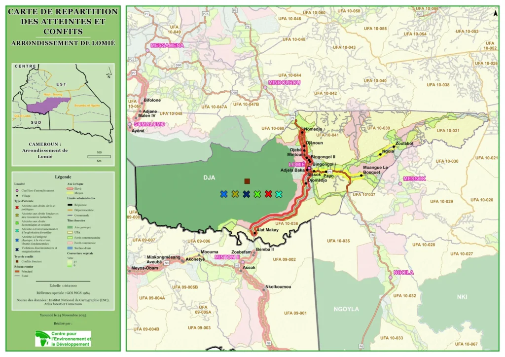 Carte des Conflits et Atteintes par arrondissement A3 Lomié