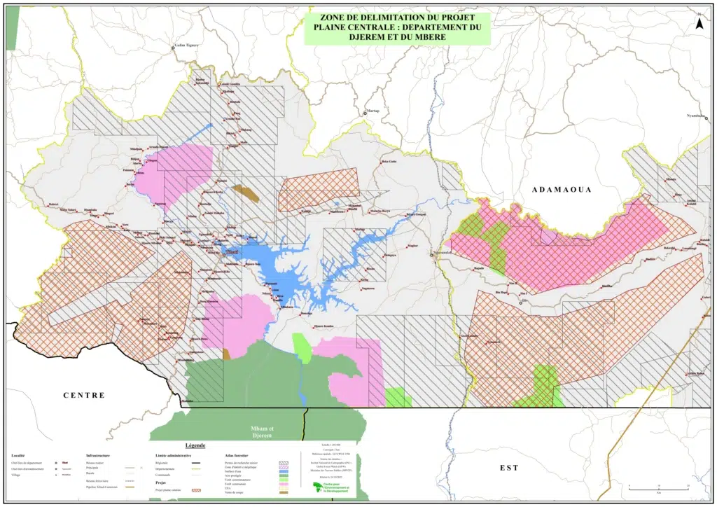 Carte de délimitation du projet Plaine Centrale dans l’Adamaoua