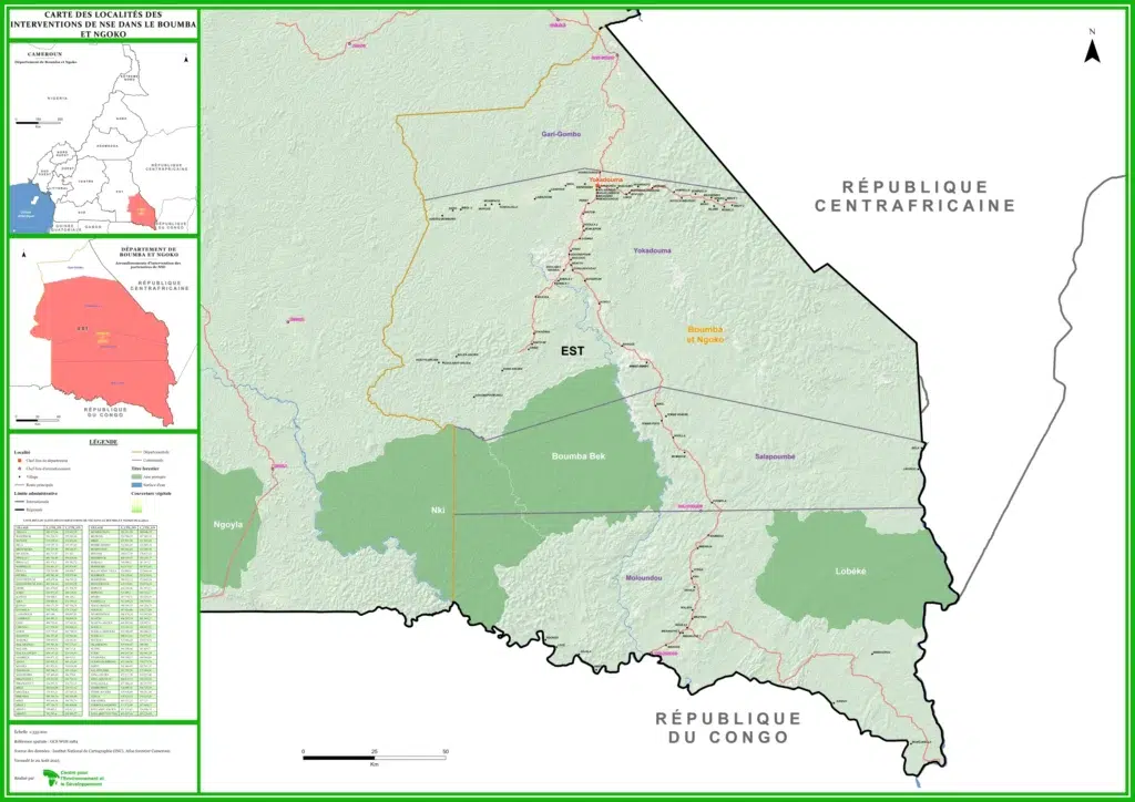 Carte des villages de Boumba-et-Ngoko