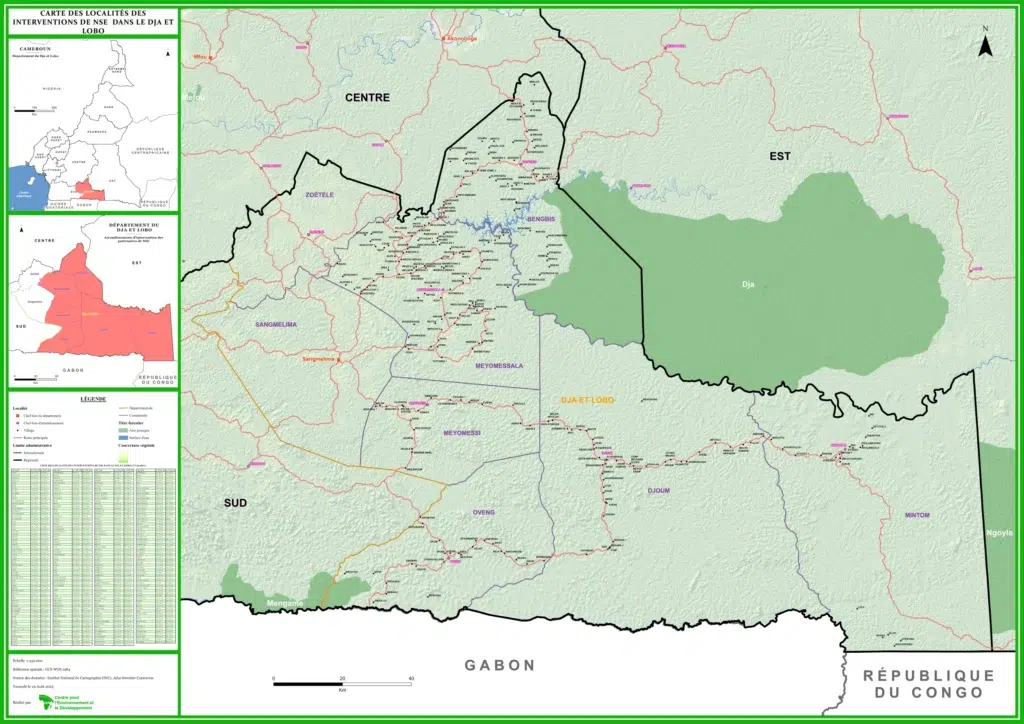 Carte des villages du Dja-et-Lobo