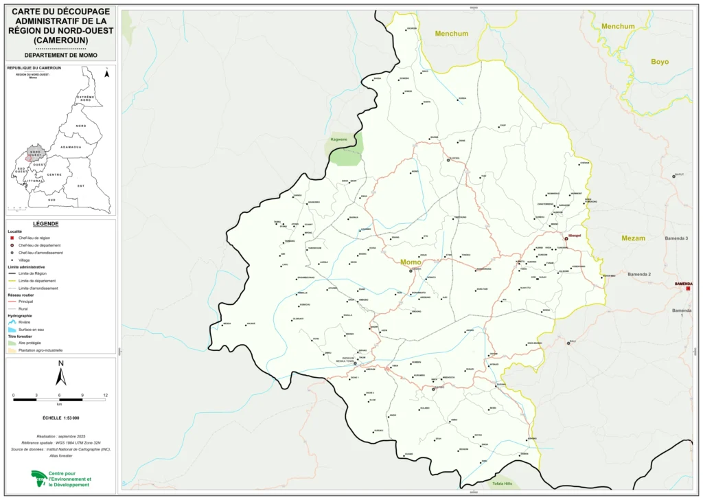 Carte des départements du Nord-Ouest Momo